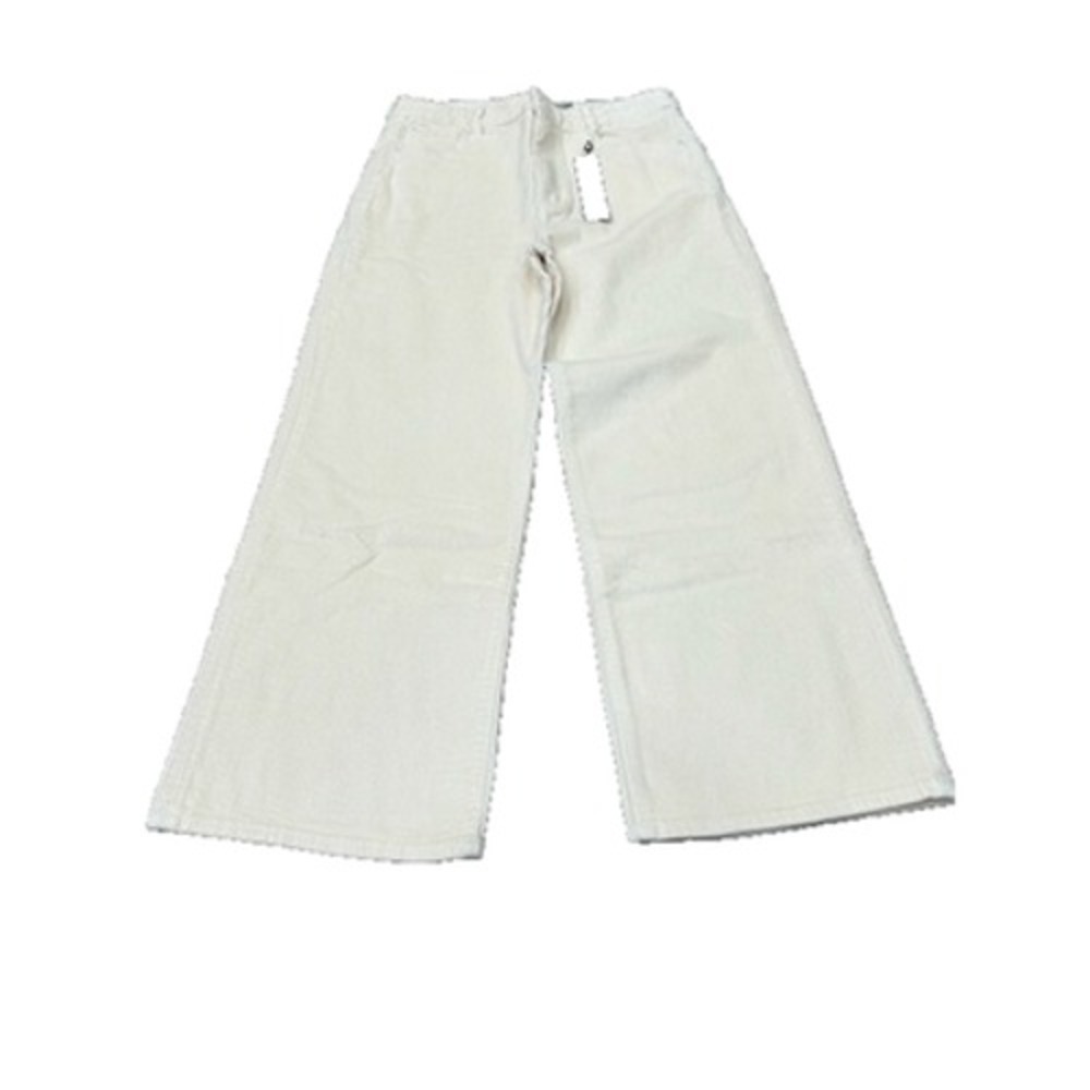 NWT Tractr Womens High Rise Wide Leg Jeans Corduroy‎ Stretch Cream Size 4/27